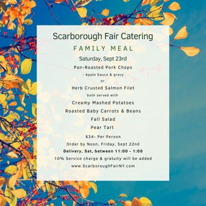Scarborough Fair Family Meal Menu Sat 092323