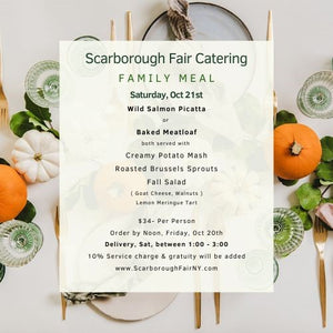 Scarborough Fair Family Meal Menu Saturday 102123