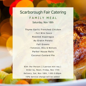 Scarborough Fair Family Meal Menu Sat 111823