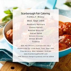 Scarborough Fair Family Meal Menu Wed 092023