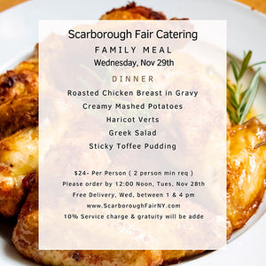Scarborough Fair Family Meal Menu Wed 112923